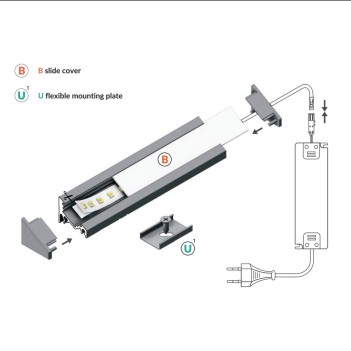 Profilo in Alluminio Angolare 30°/60° Modello CORNER10 - Bianco B-U en