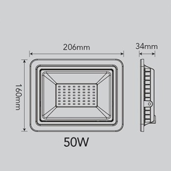 Outdoor Led Floodlight 50W 4000 Lumen IP65 - FSL Black