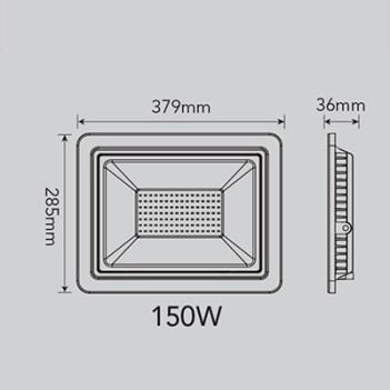 Outdoor Led Floodlight 150W 12000 Lumen IP65 - FSL Black