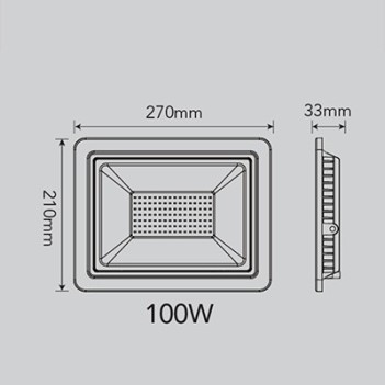 Outdoor Led Floodlight 100W 8000 Lumen IP65 - FSL Black