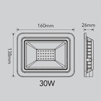 Outdoor Led Floodlight 30W 2400 Lumen IP65 - FSL White