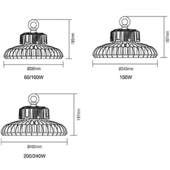 Campana UFO 150W 20080lm 4000K 90° - High Bay su KingLed