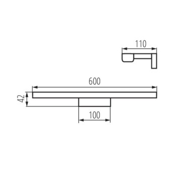 Lampada da Parete 12W 850lm 230V IP44 - ASTEN 60cm Nero su