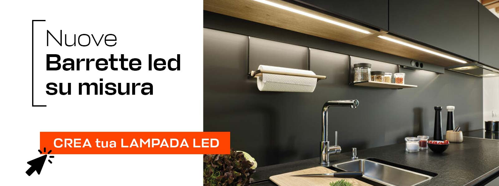 Barra Led Sottopensile Cucina Dimmerabile Touch Su Misura alta luminosità